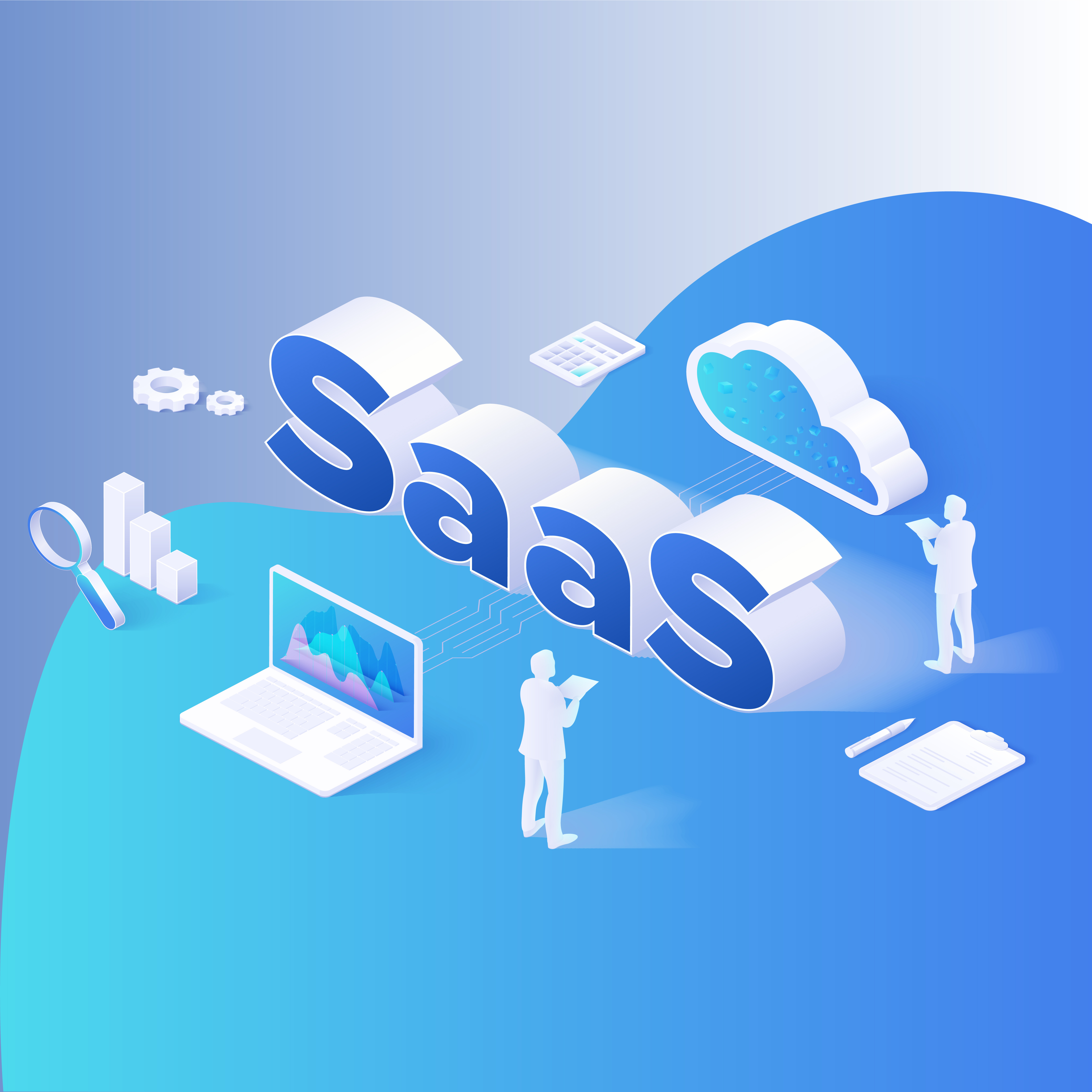Ilustração com a palavra SaaS